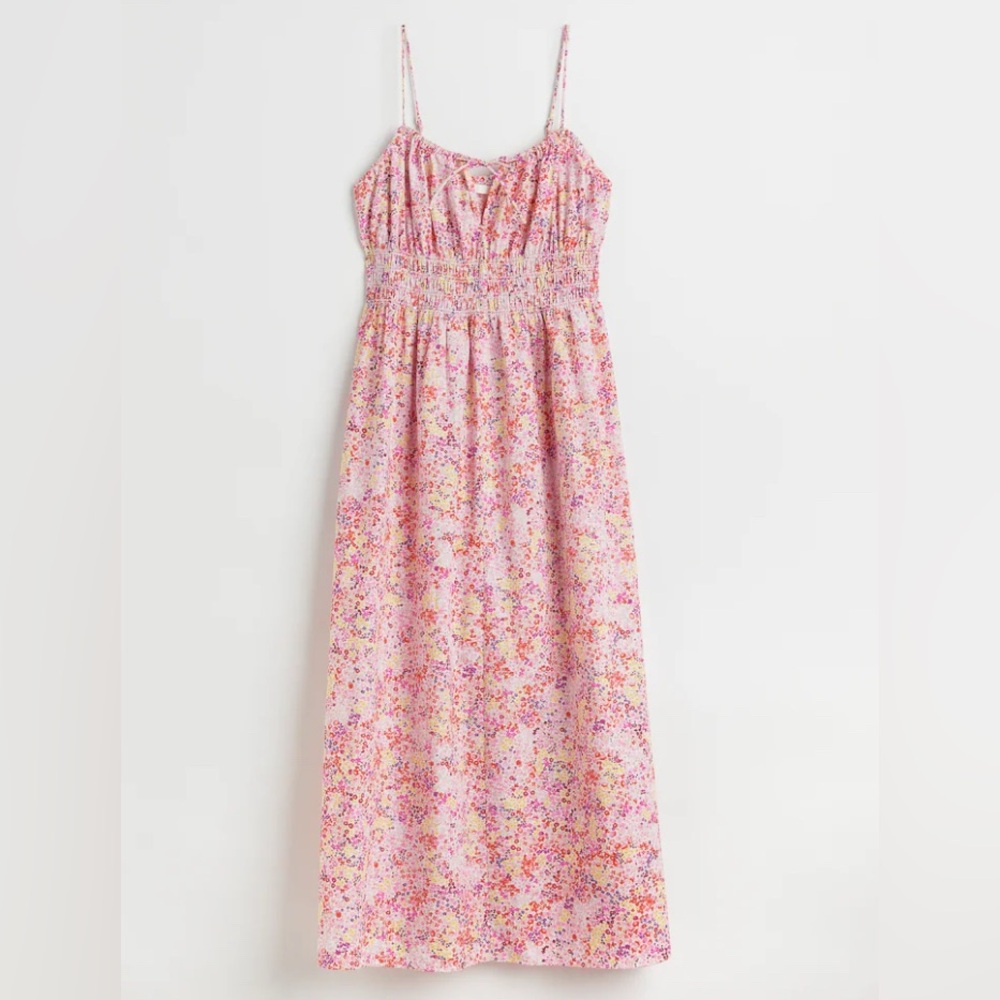 H&M smocked cotton Maxi dress Medium